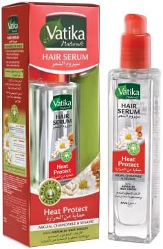 Vatika Naturals Heat Protect Hair Serum (47mL) | Natural Extracts of Argan, Cham