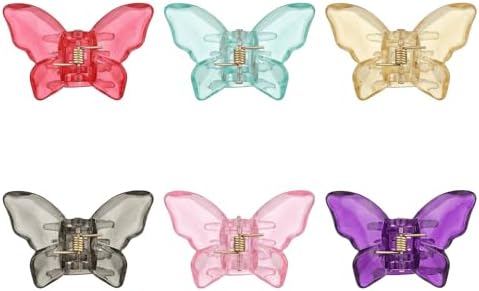 طقم بنس فراشة اكريليك شفاف 6 ألوان