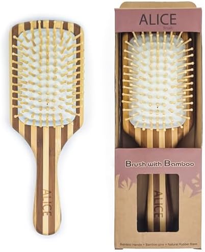 أليس فرشة شعر بامبو بقاعدة مطاط طبيعي