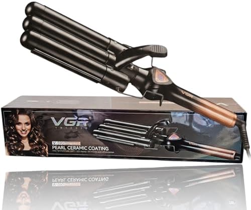 في جي آر مكواة ويفي 3 برميل سيراميك لؤلؤي بشاشة LCD