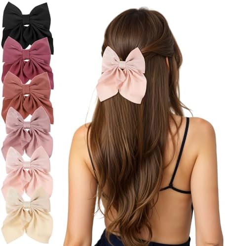 طقم 6 فيونكات شعر ألوان هادية