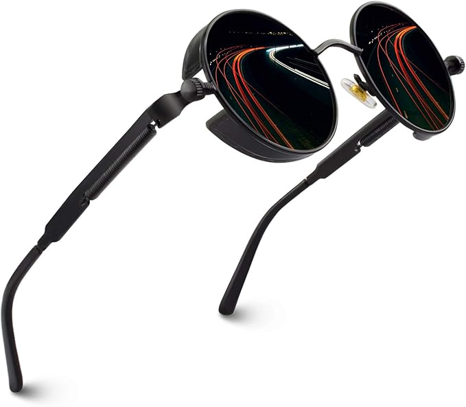 نظارة شمس ستايل ستيم بانك مدور بعدسات بولاريزد