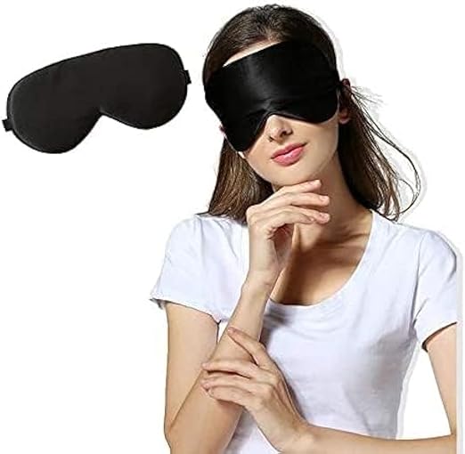 ماسك نوم حرير طبيعي أسود مريح للعين