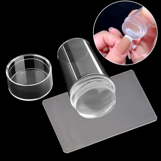 طقم ختم أظافر سيليكون شفاف مع مكشطة