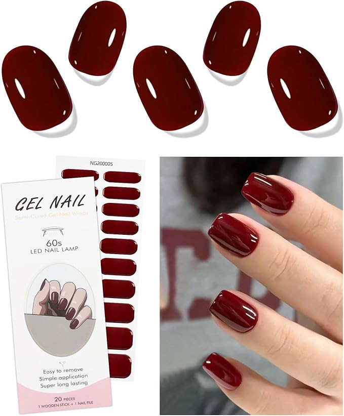 جميوايو ورق جل أحمر نبيذي لاصق للأظافر