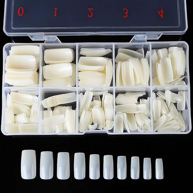 تيب أظافر مربع Shidara – تغطية كاملة فرنش أكريليك