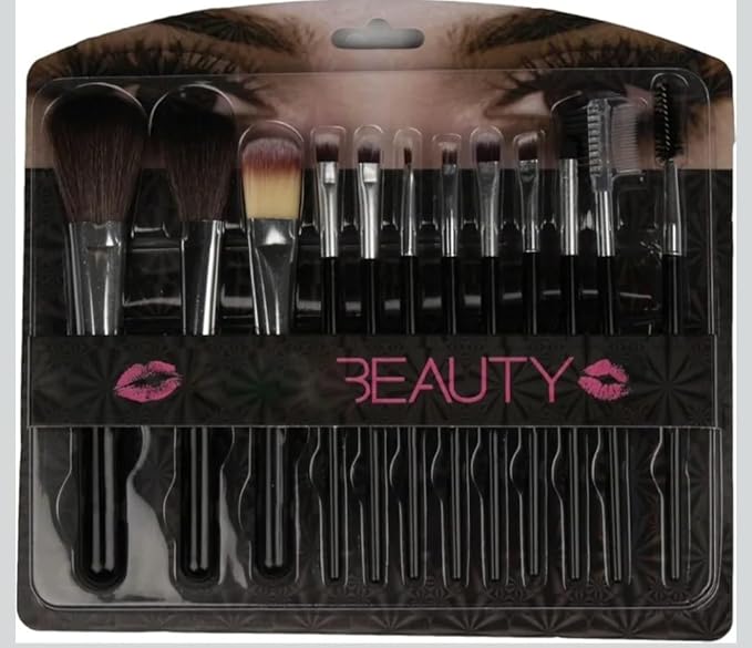 طقم فرش مكياج احترافي 12 قطعة للعين والفاونديشن والكونسيلر
