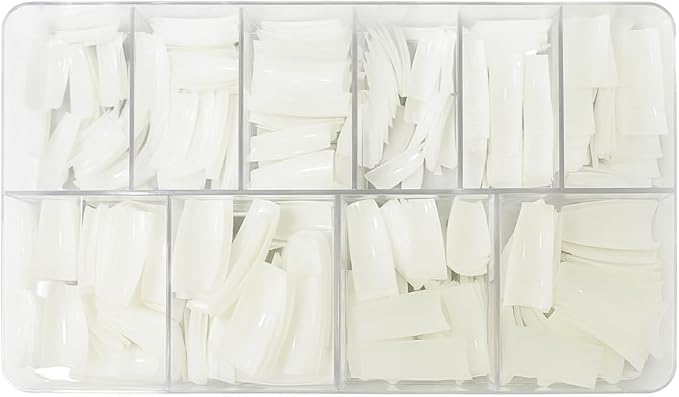 علبة 500 تيب أظافر نص تغطية 10 مقاسات