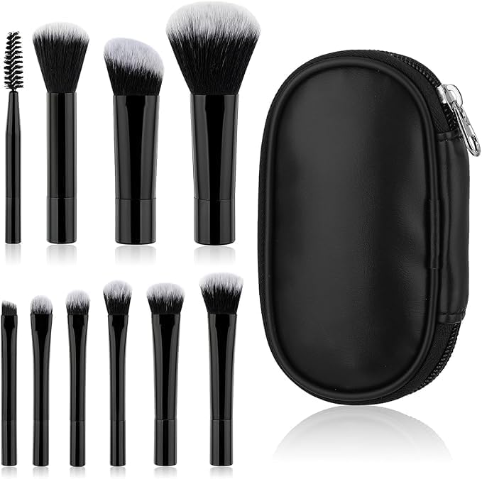 طقم فرش مكياج ميني 10 قطع مع شنطة للسفر