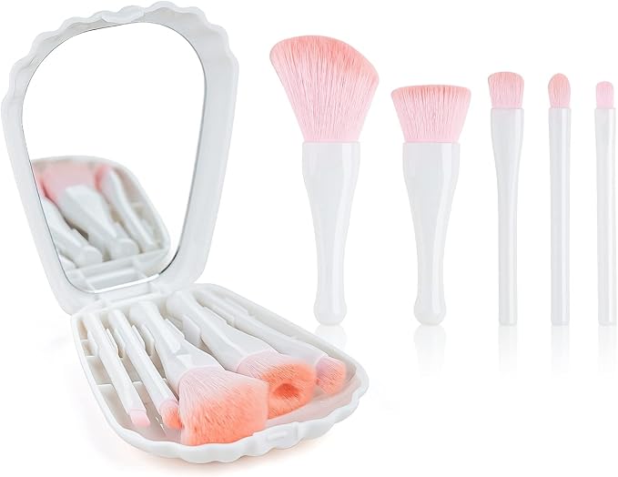 طقم فرش مكياج 5 قطع مع مراية للسفر من MS. WENNY