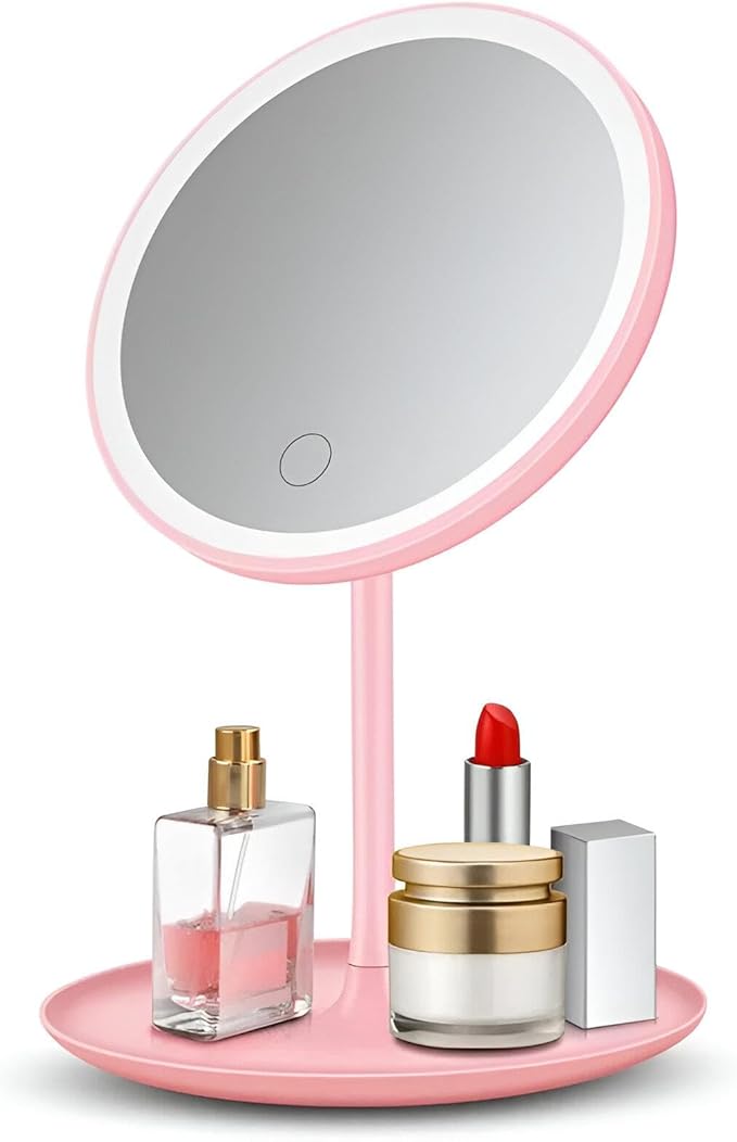 مراية مكياج ليد بقاعدة تخزين قابلة للتعديل