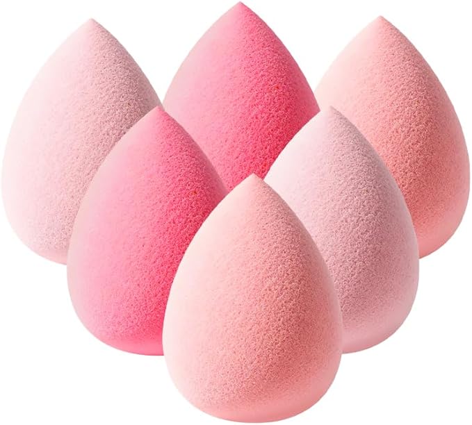 طقم 6 اسفنج ميكب بينك ناعم بدون لاتكس